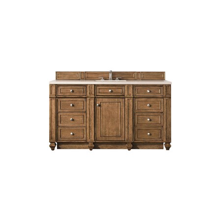 James Martin Vanities Bristol 60in Single Vanity, Saddle Brown w/ 3 CM Eternal Marfil Quartz Top 157-V60S-SBR-3EMR